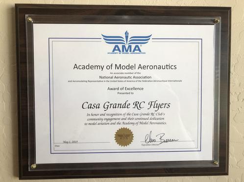 The Casa Grande RC Flyers Award Of Excellence