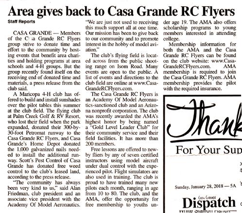 Casa Grande Disatch January 28, 2018