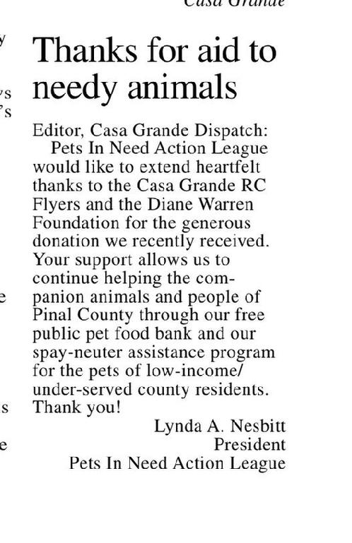 Casa Grande Dispath Letter To Editor On 12/28/19