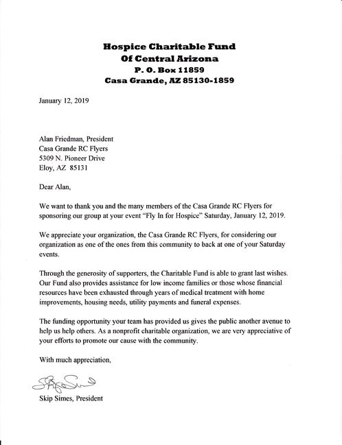 Fly In For Hospice On January 12, 2019