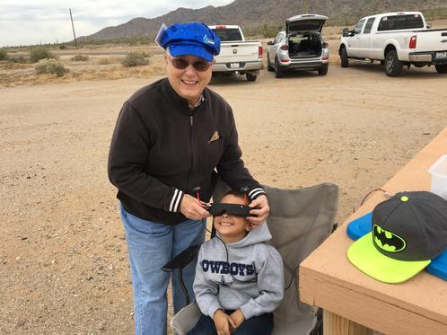 Our club secretary helps a 6 year old boy try first person view
