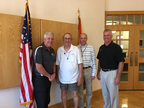 Mayor Graig McFarland, Alan Friedman, club President, Deputy City Manager, Steven Weaver and Community Service Director Steve Hardesty (Left to Right ) meet for annual update.