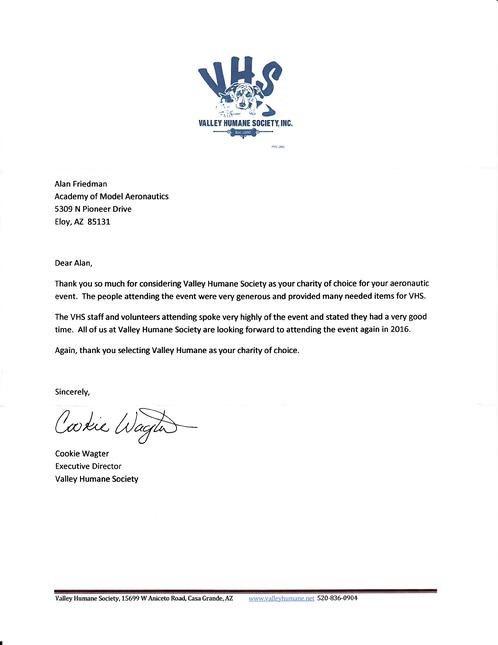 Valley Humane Scoiety Thanked The Club For Their Support